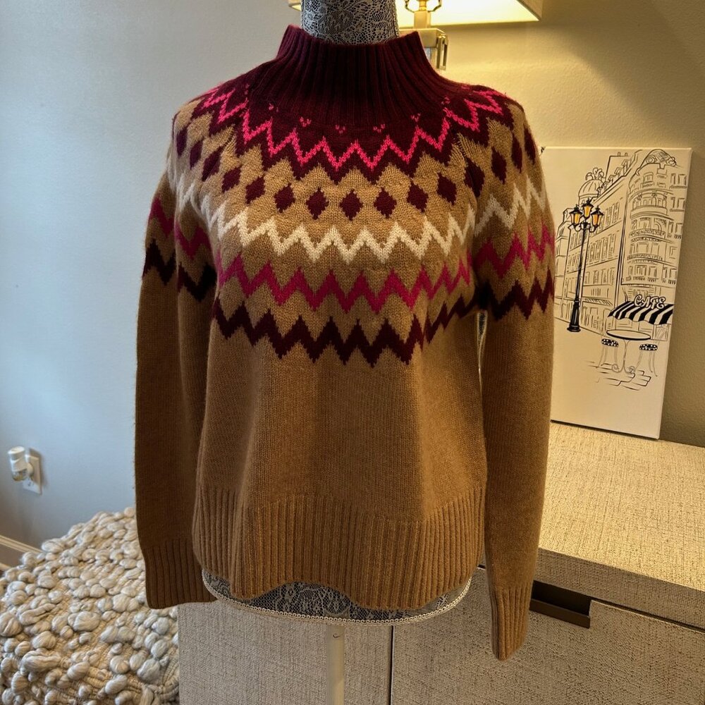 &Isla Sara Oversized Fairisle Mock Neck Cashmere Sweater